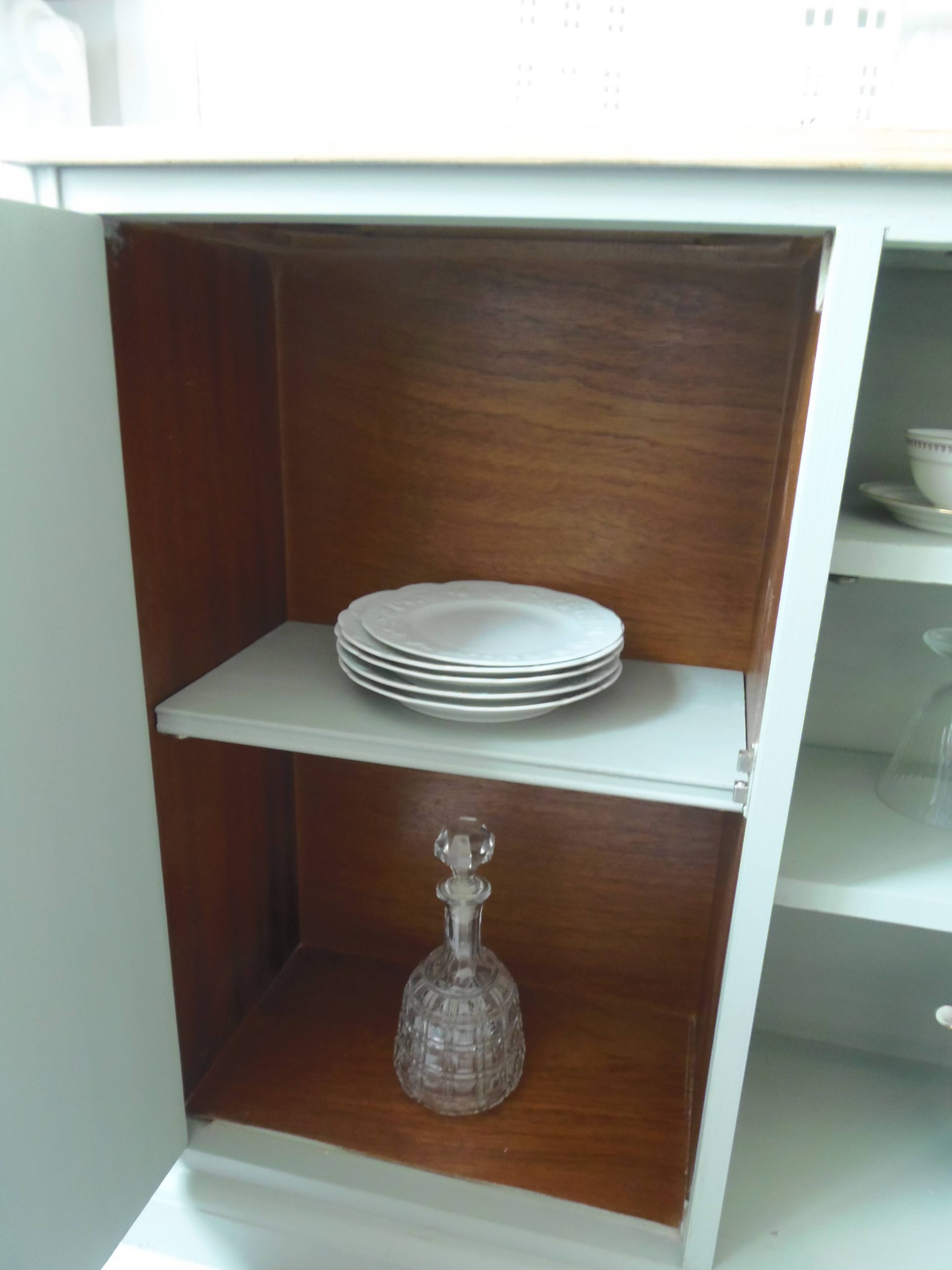 Furniture, vintage bookcase re-enchanted in verdigris, wooden top.
