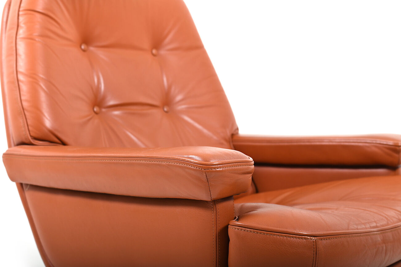 1970 s scandinavian leather swivel lounge armchair
