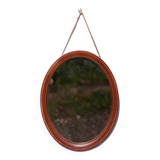 Miroir oval vintage, miroir à suspendre, miroir bois marqueté , miroir mural, décoration murale