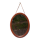 Vintage oval mirror, hanging mirror, inlaid wood mirror, wall mirror, wall decoration