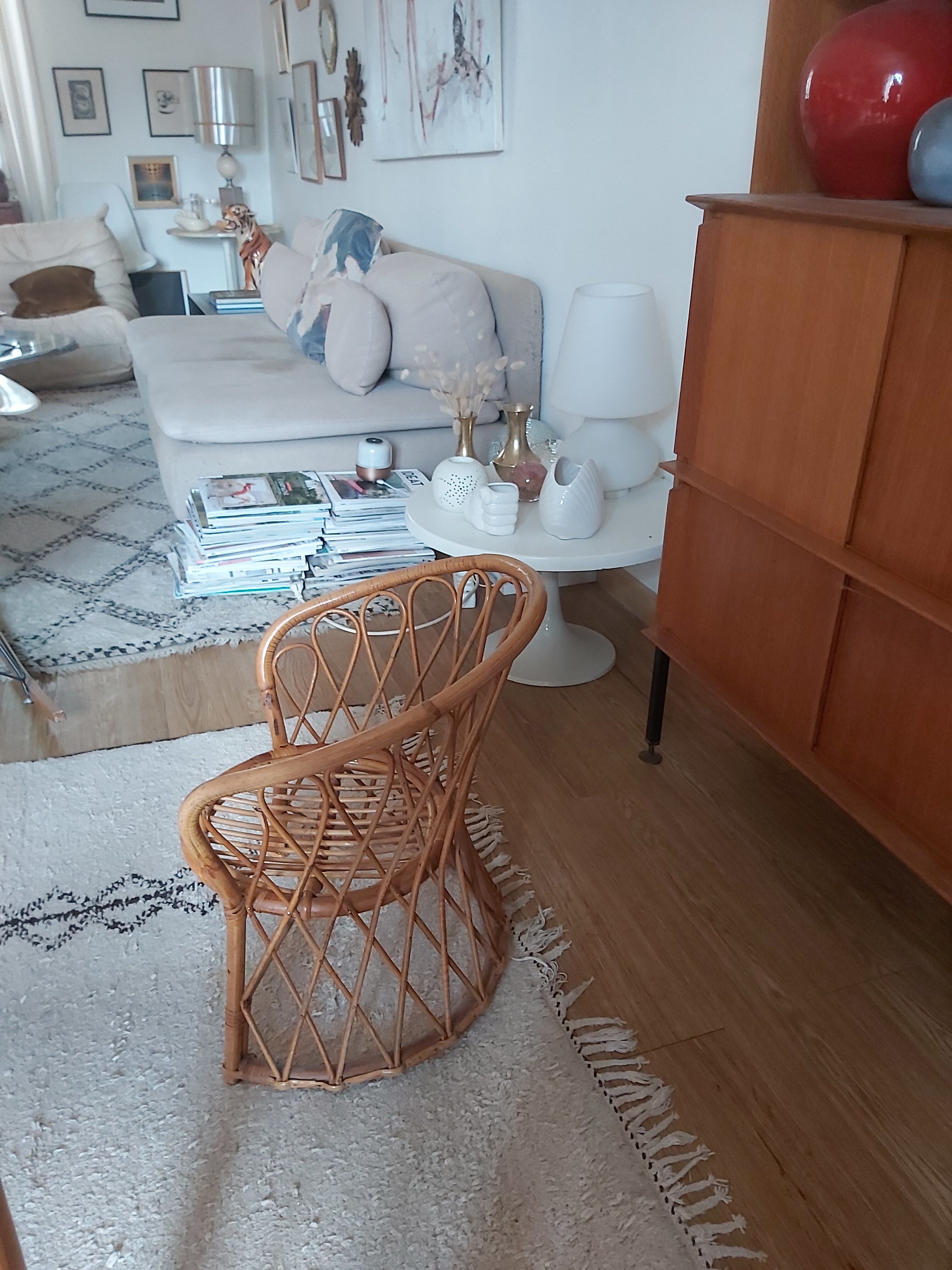 Vintage child rattan chair