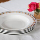 Set of 4 soup plates, Digoin Sarreguemines, Valence model