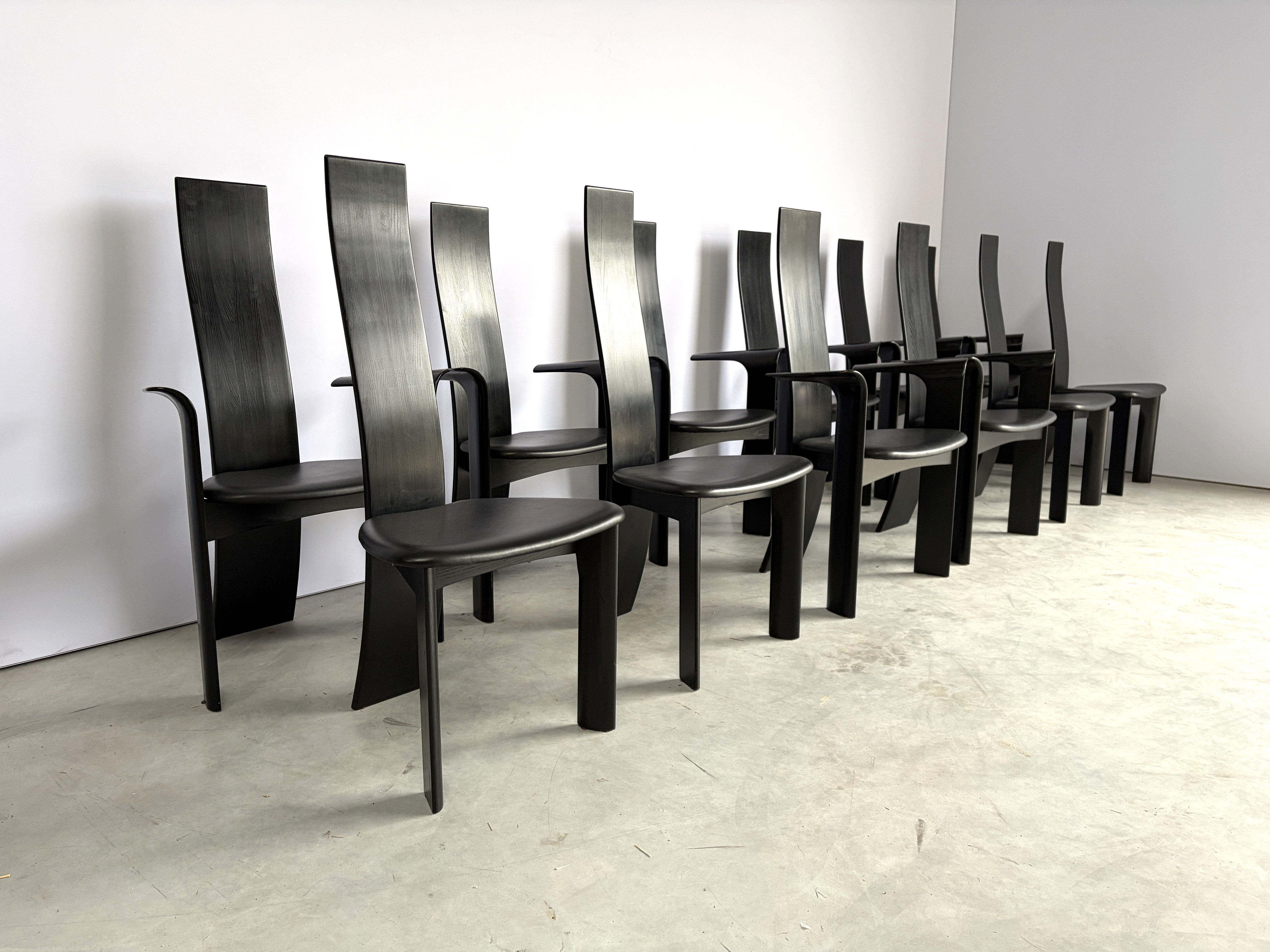Ensemble de 12 chaises iris par Vandenberghe Pauvers, années 1990.