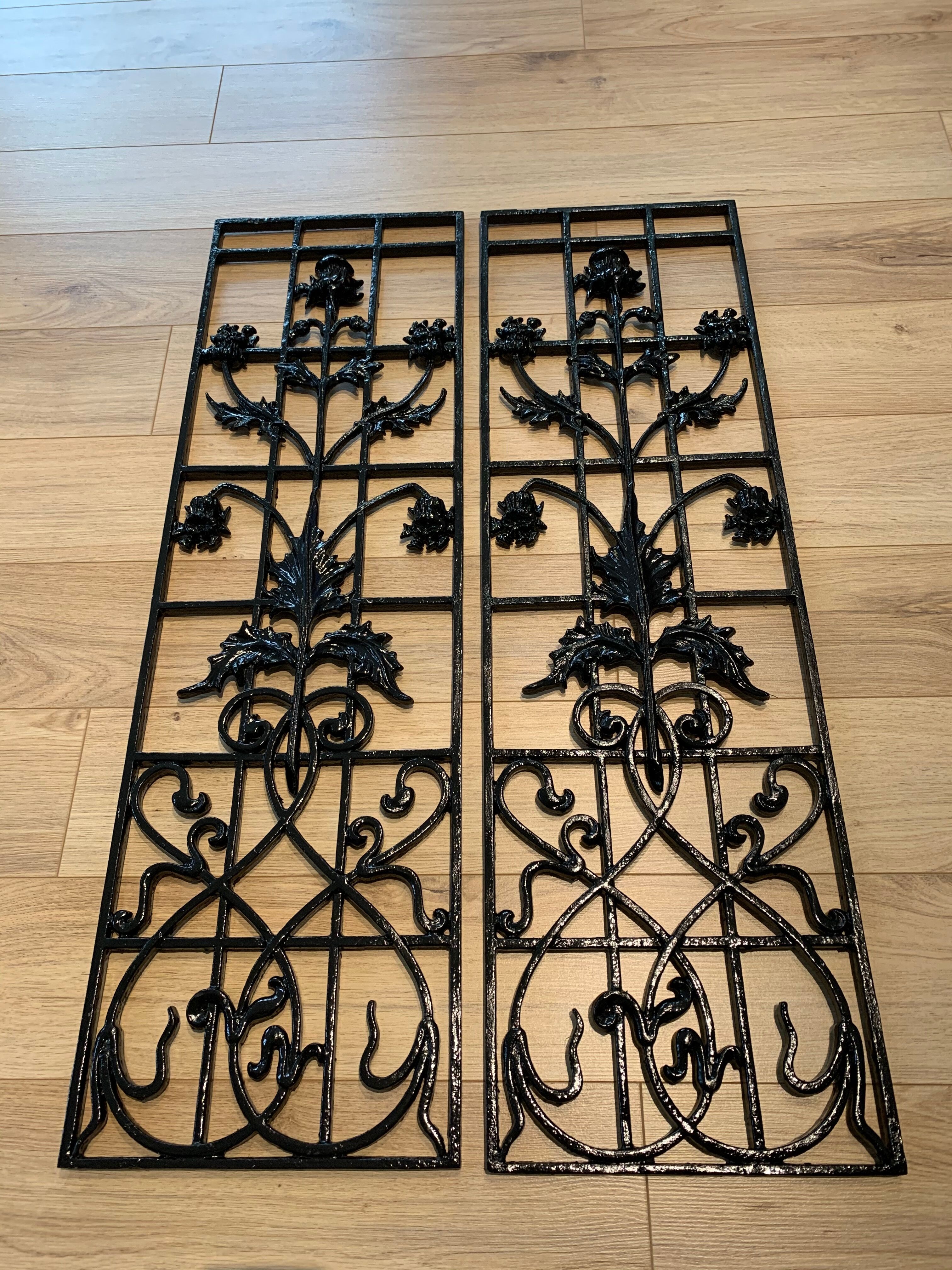 Art nouveau 2 cast iron grills top deco indoors and outdoor stitches