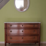 Louis XVI style chest of drawers in solid fruit wood.