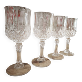 Set of 4 Cristal d'Arques Longchamp stemmed liqueur glasses