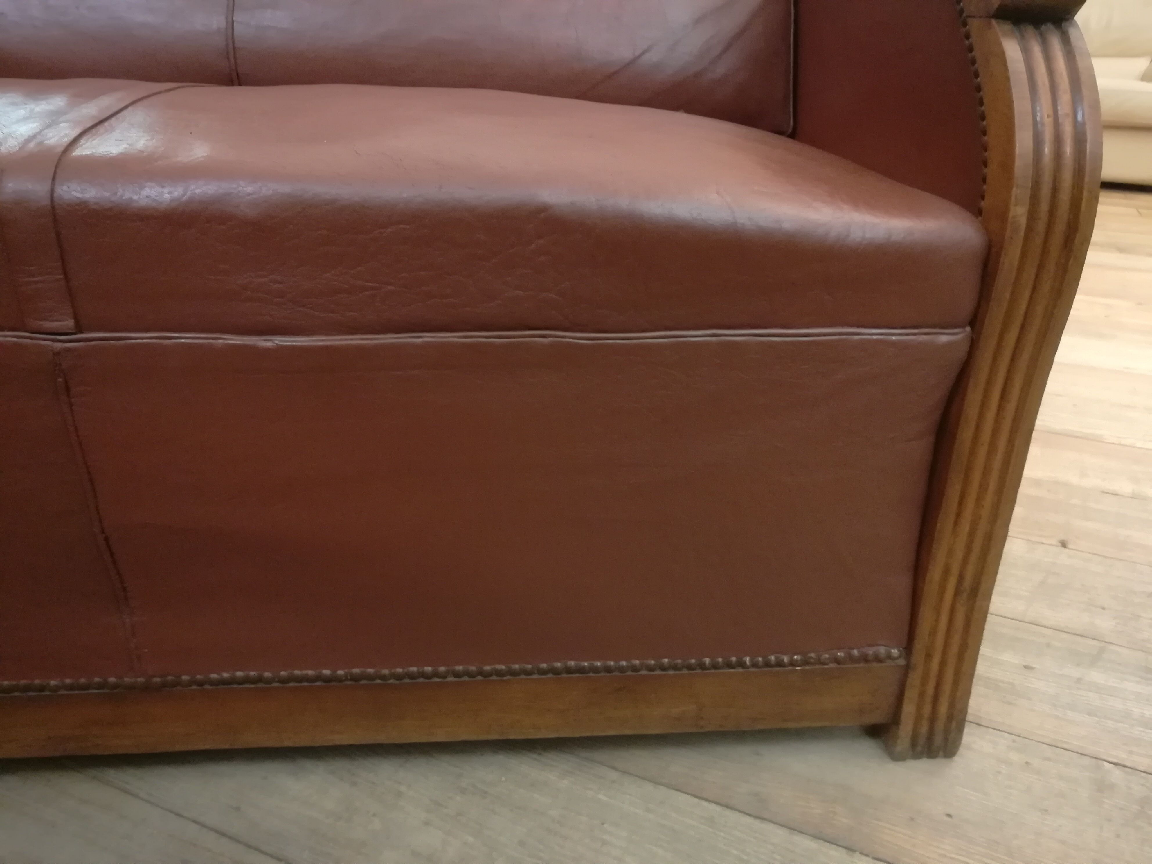 Leather art deco sofa
