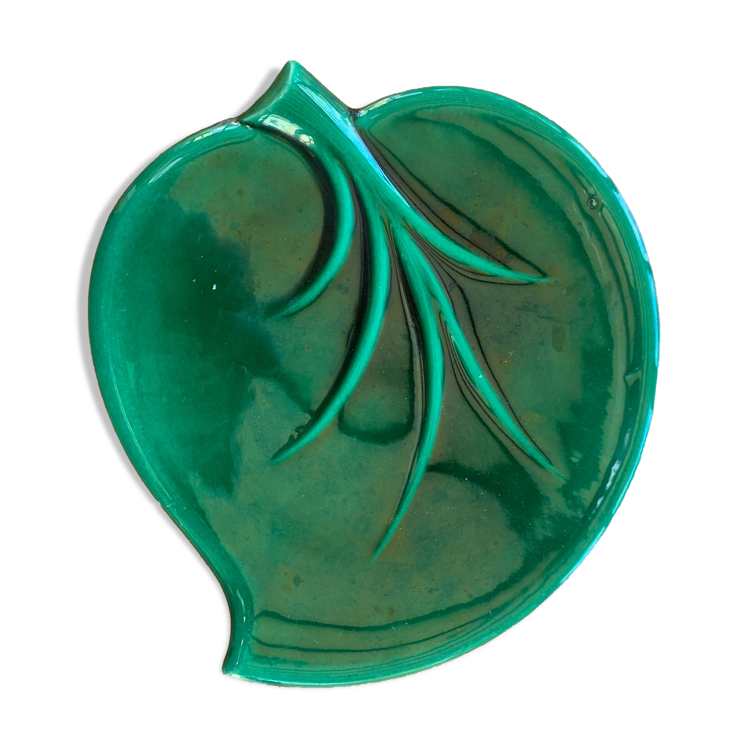 Green glazed ceramic sheet bottom, vintage slurry