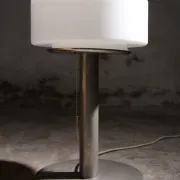 Temde table lamp with opaline glass shade and stainless steel base – 1970s