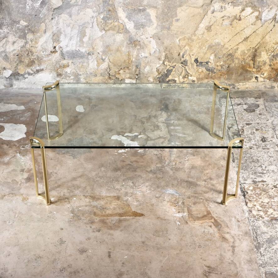 Brass and glass coffee table model T24 by Peter Ghyczy