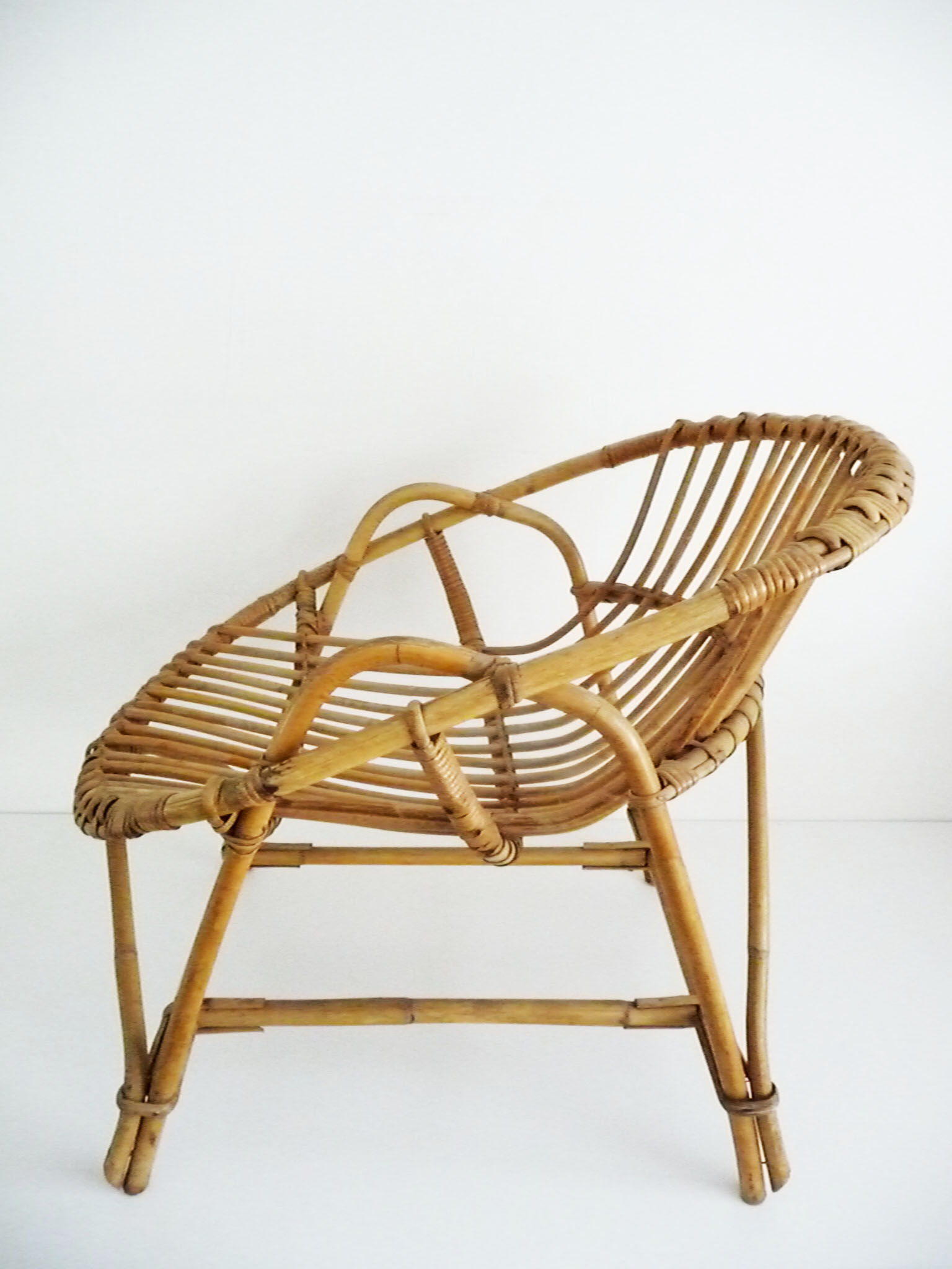 Rattan low armchair, 1960's