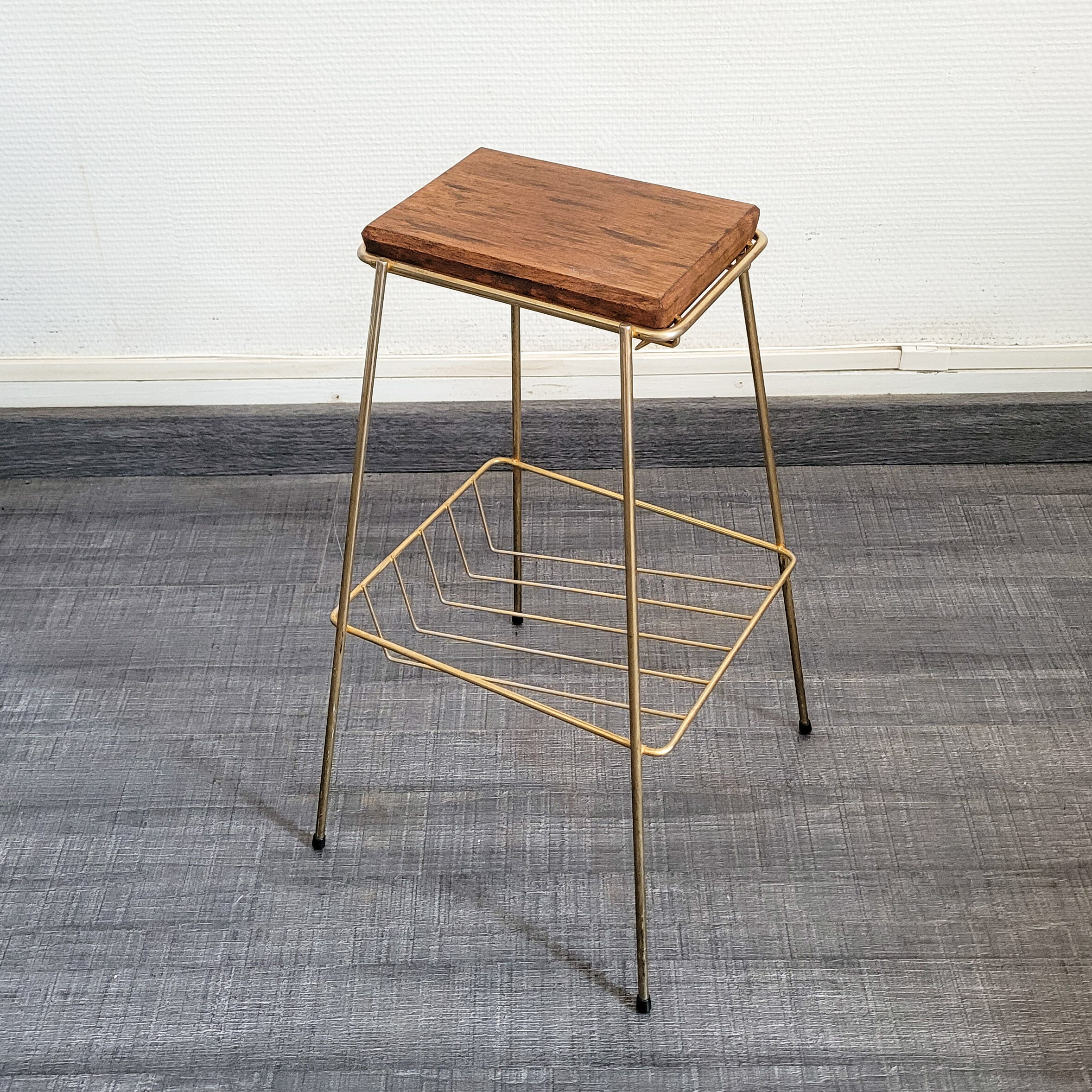 Small harness, brass plant holder and wood