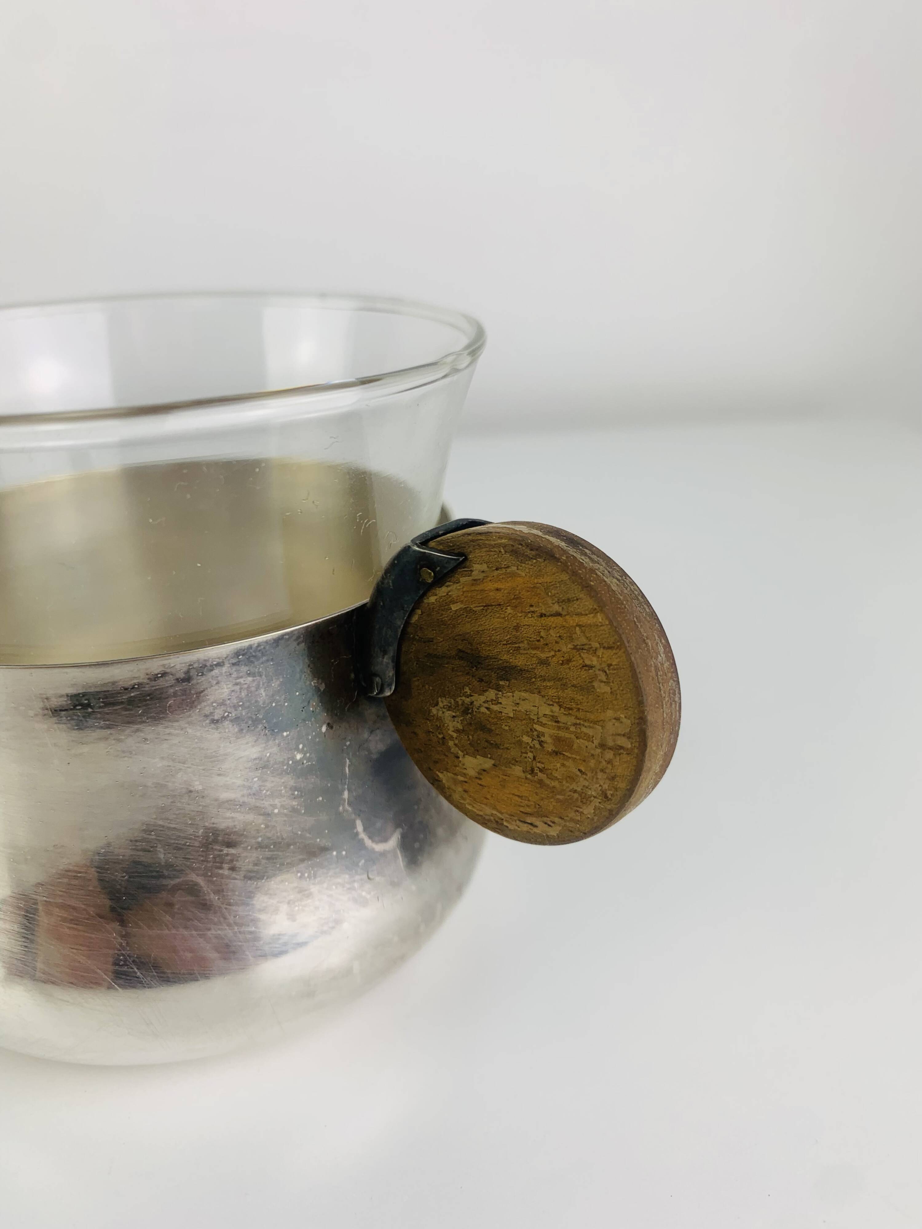 6 Art Deco silver-plated metal and glass cups by Sigg Switzerland