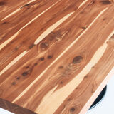 Solid cypress wood table with vintage central leg