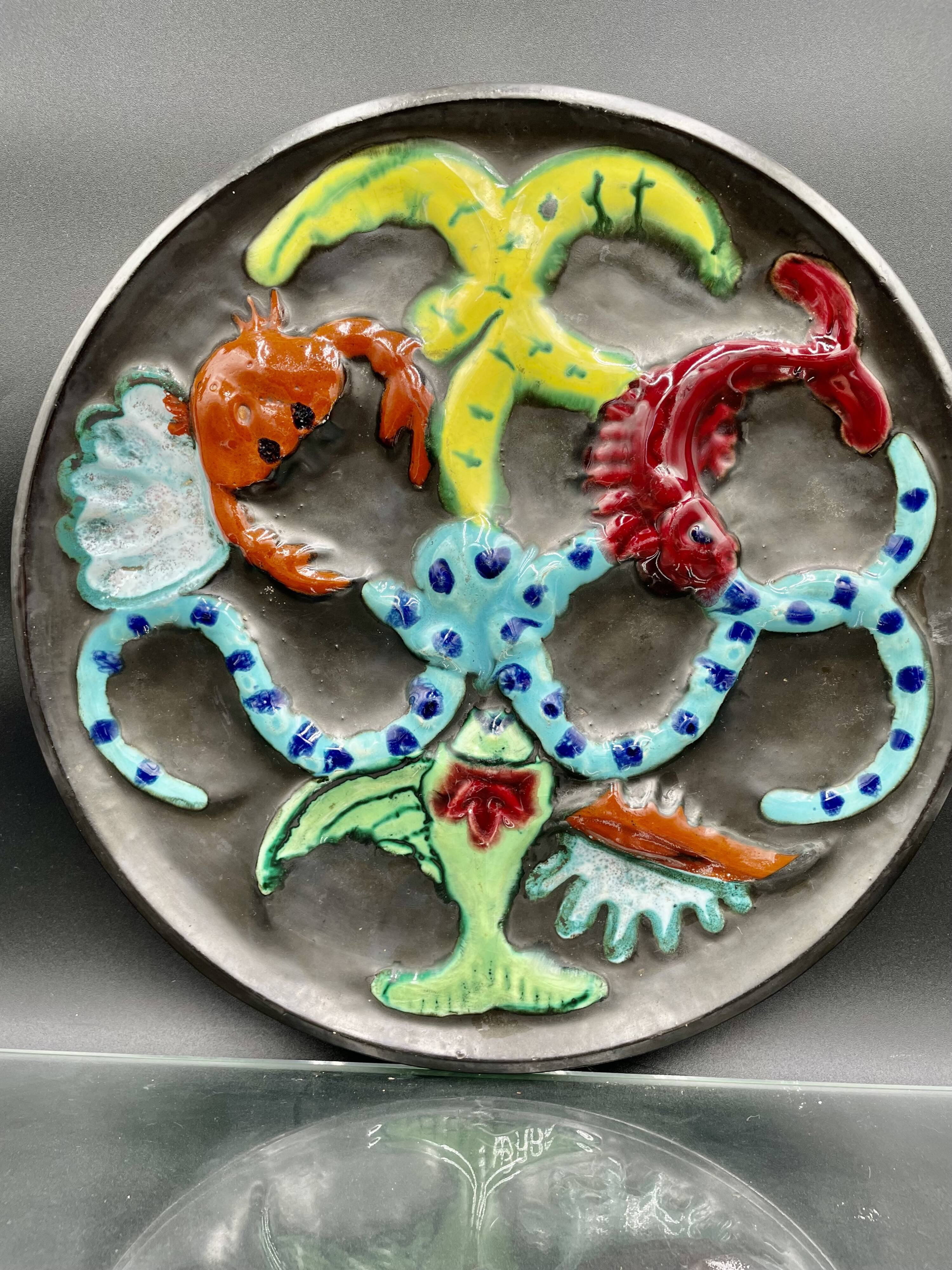 Large oyster or shellfish dish signed cérenne