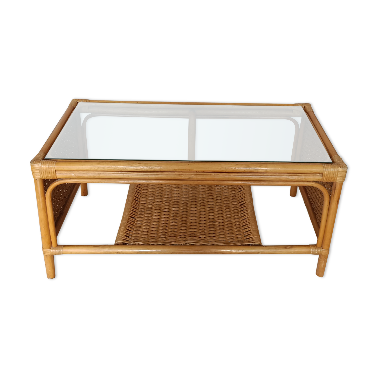 Braided rattan coffee table