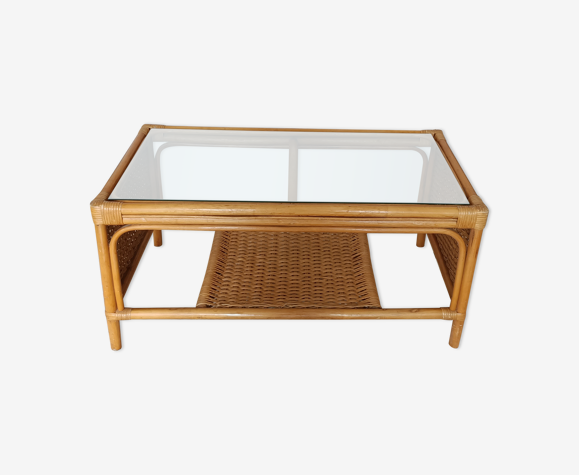 Braided rattan coffee table
