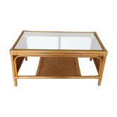 Table basse en rotin tressé