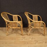 Pair of Italian wicker armchairs from the 60s
