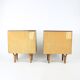 Set Of Mid Century Bedside Tables In Walnut And Black Glass, Czechoslovakia