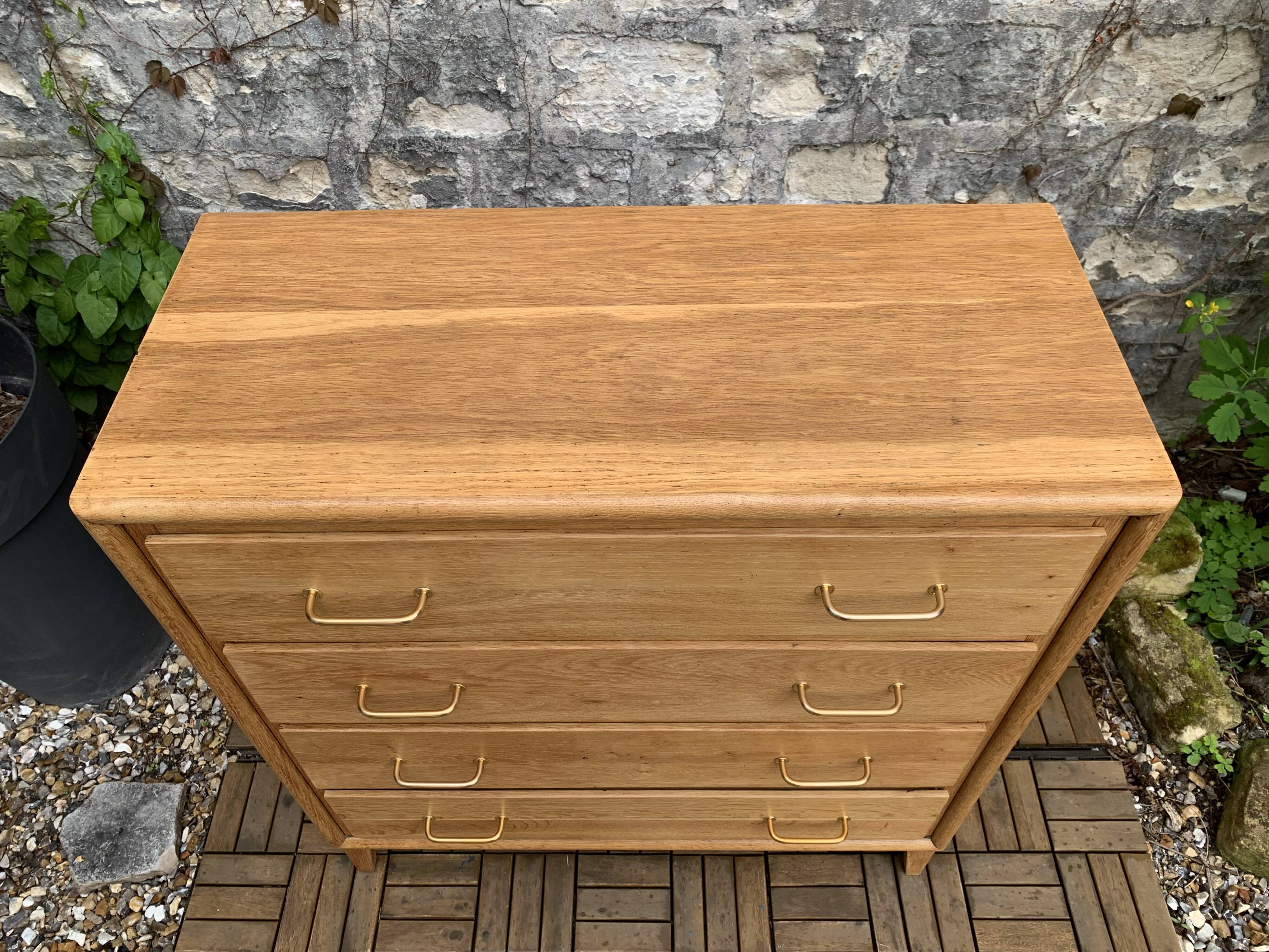 Commode pieds compas et chêne brut massif  1960