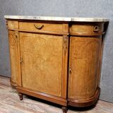 Half-moon buffet in Louis XVI style with burl and marquetry.