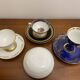 Set of 3 cups, their saucers and a sweet jar.