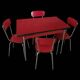 Vintage kitchen table in red formica and its 4 chairs.