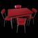 Vintage kitchen table in red formica and its 4 chairs.