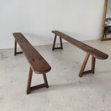 Pair of solid oak benches