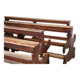 Antique Gothic Church Benches, Late 1800s – Set of 4 Pine Wood Pew Benches