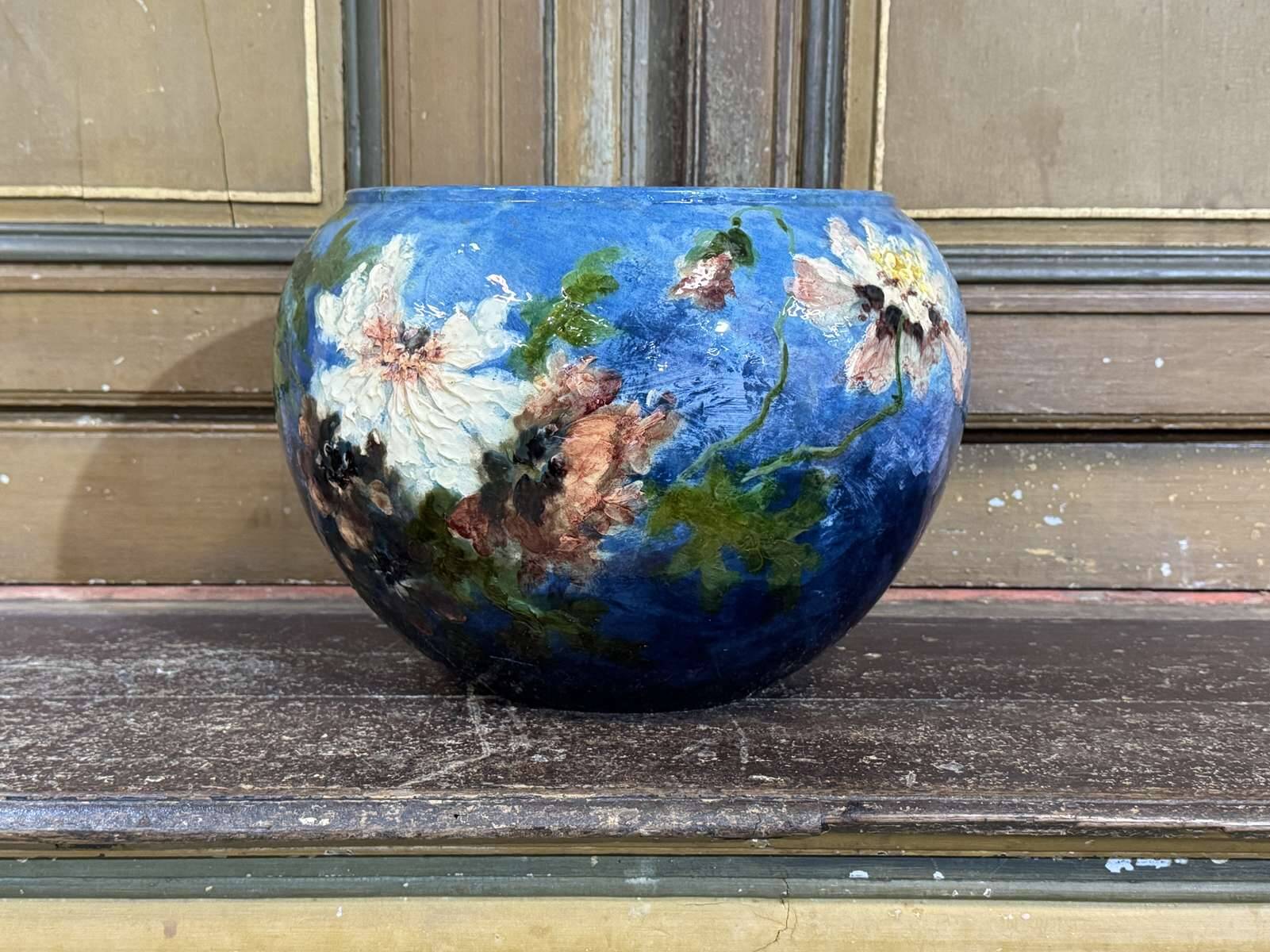 Cache pot XIXème à décor impressionniste