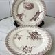 Trio of dessert plates Terre de Fer, faience digoin Sarreguemines, Buffon model