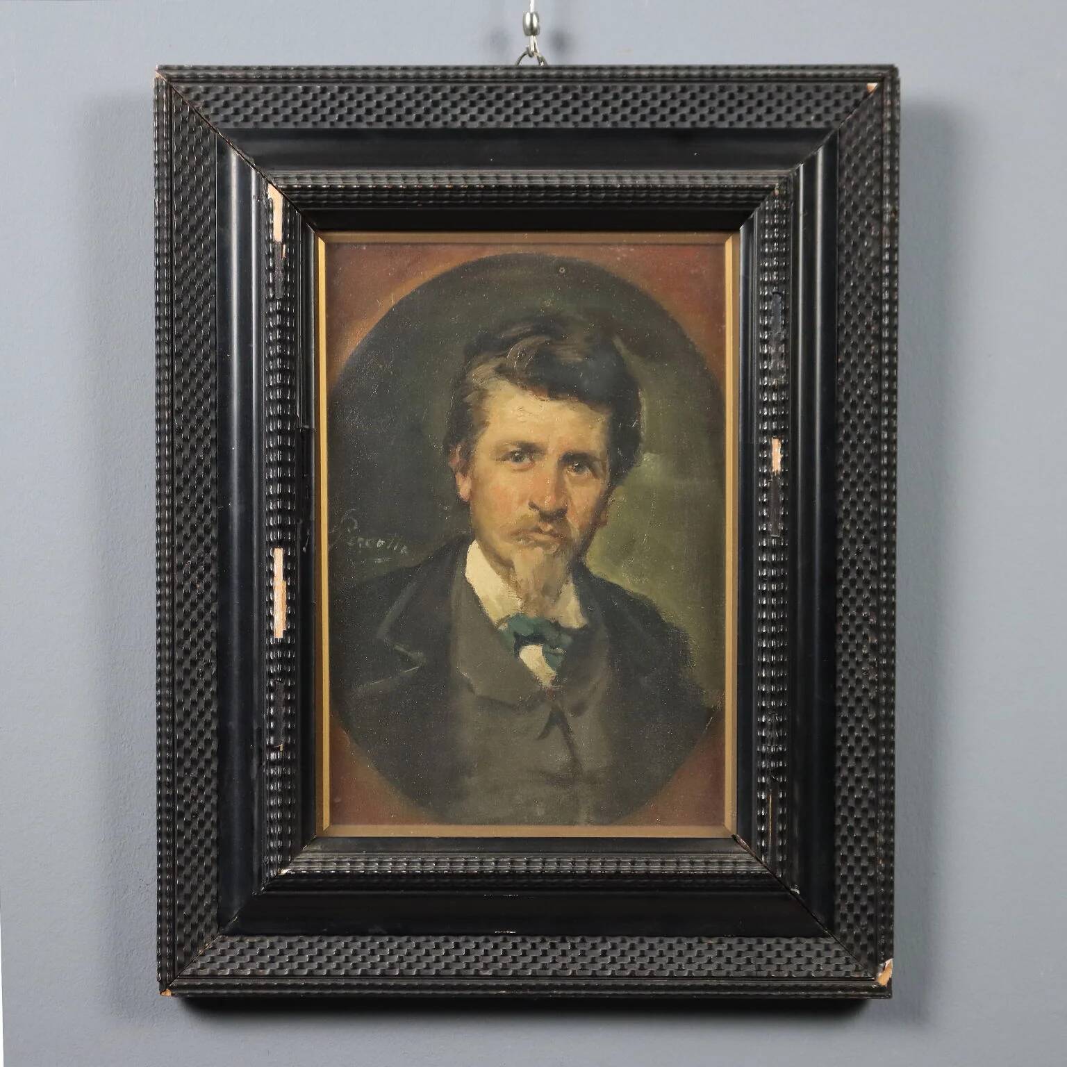 Ancient painting signed Giovanni Pezzotta, oil on canvas, 19th century.