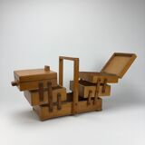 Vintage beech sewing box in honey colour