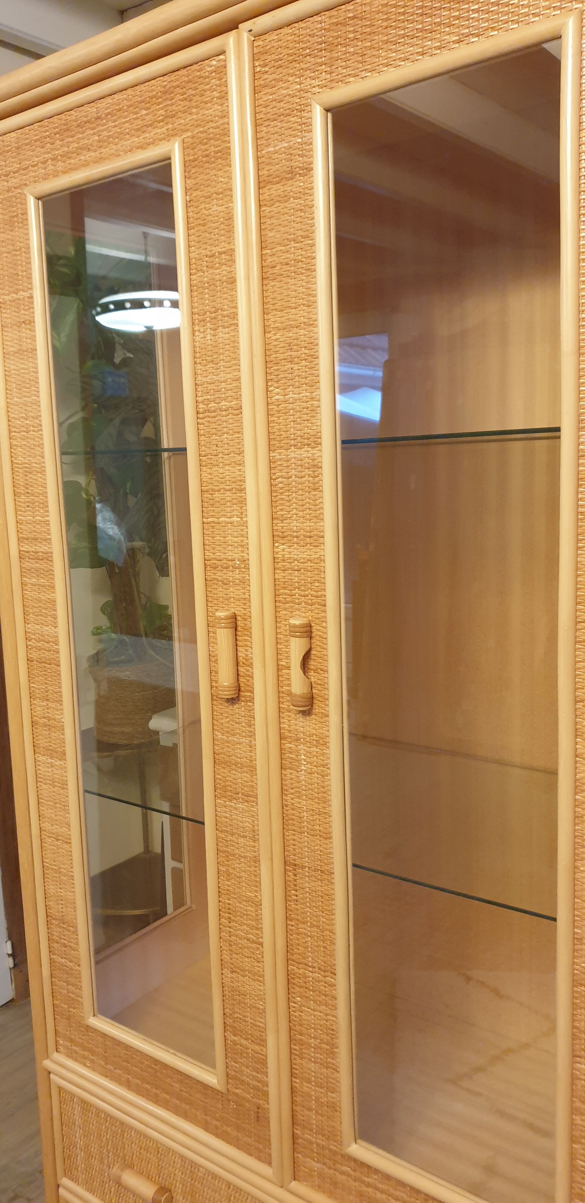 Rattan glass cabinet