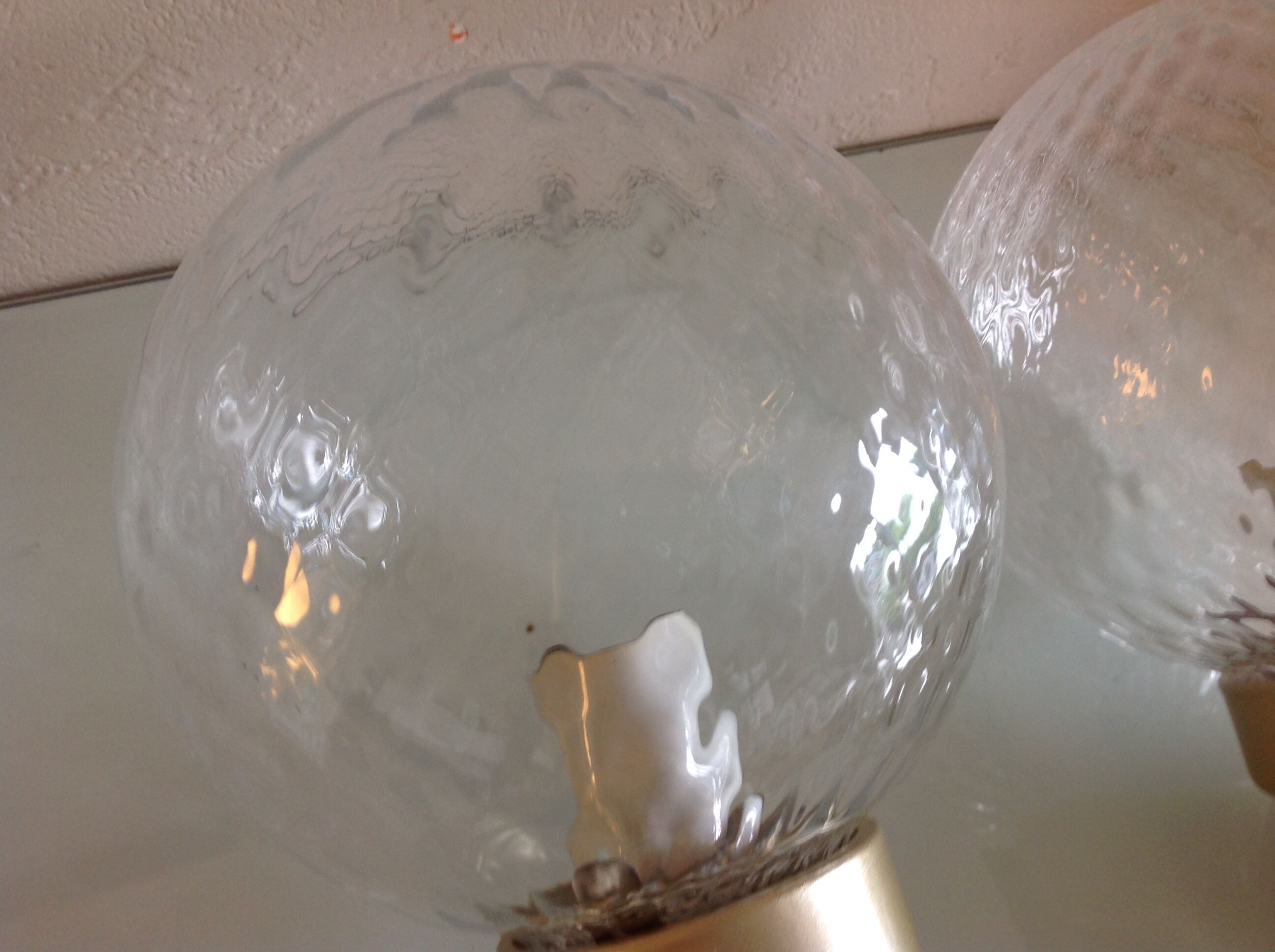 Pair of glass and gilded wood globes /vintage 60-70