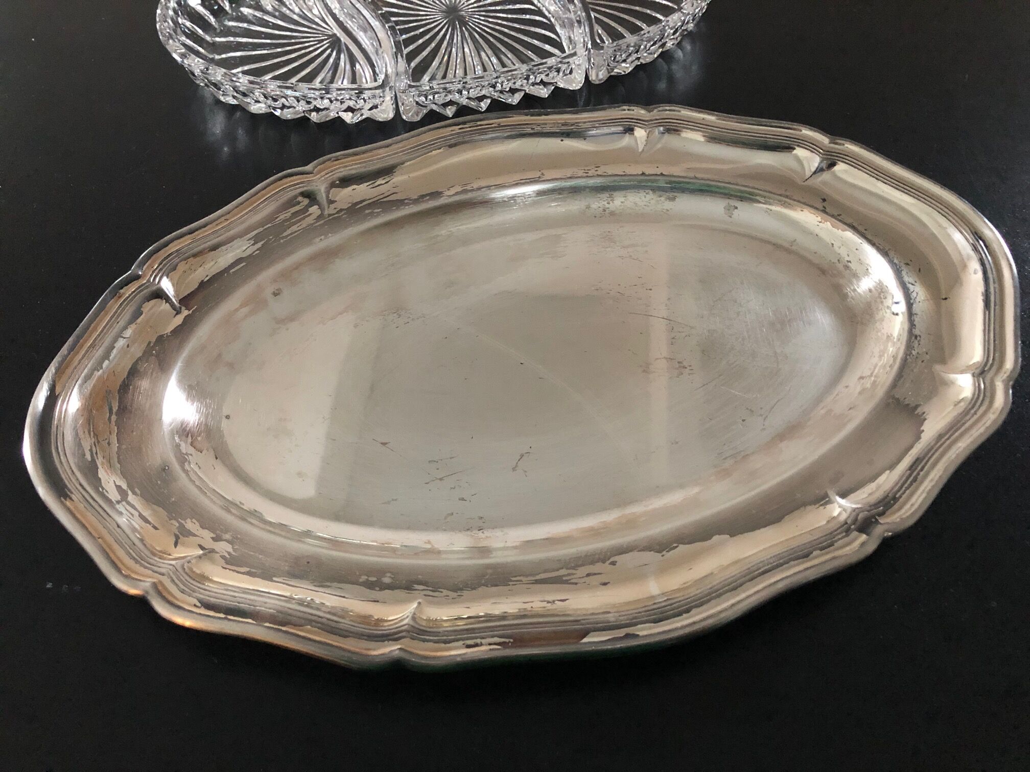 Metal & glass aperitif dish, 60s/70s