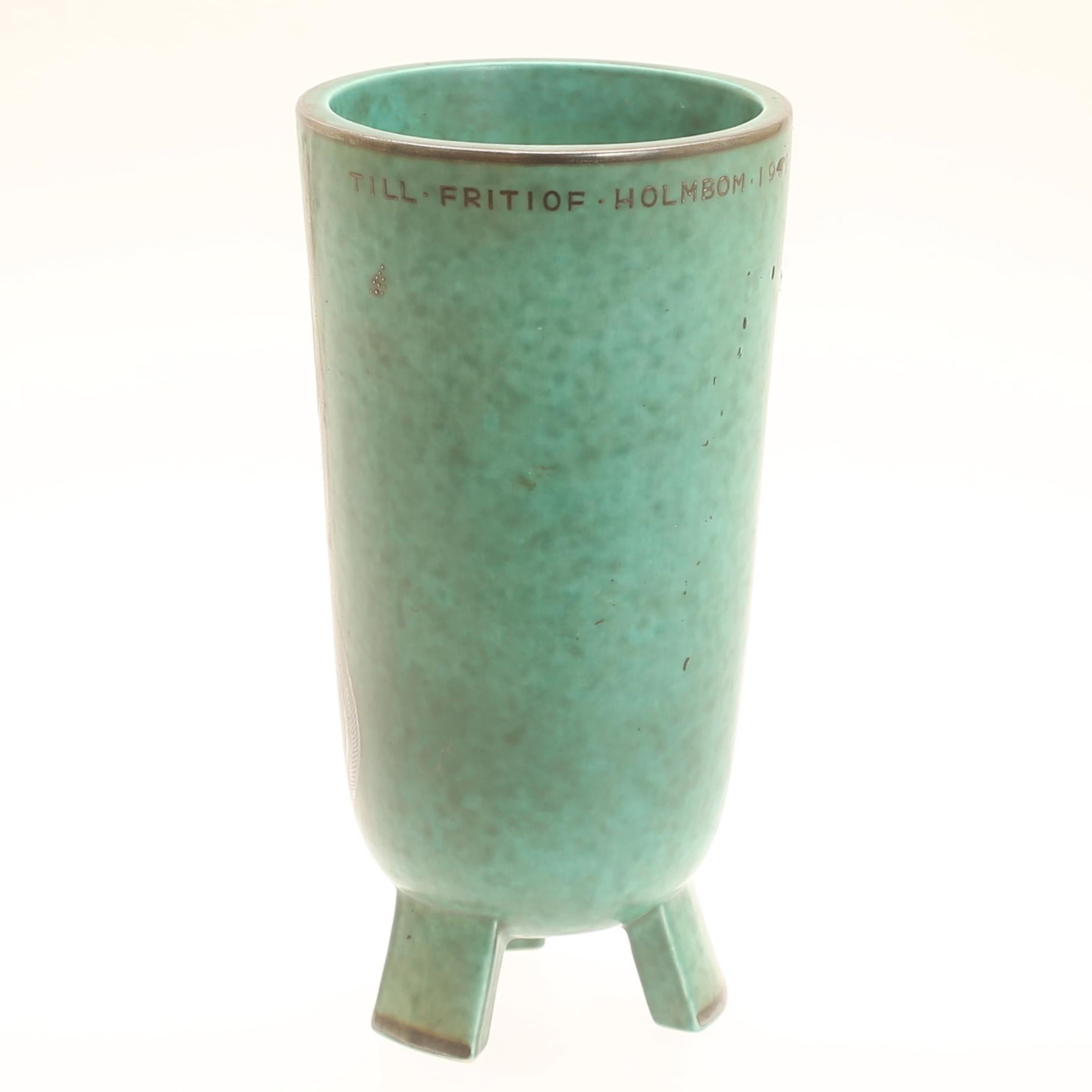 Vase wilhelm kage  "argenta" gustavsberg suède 1950. signé