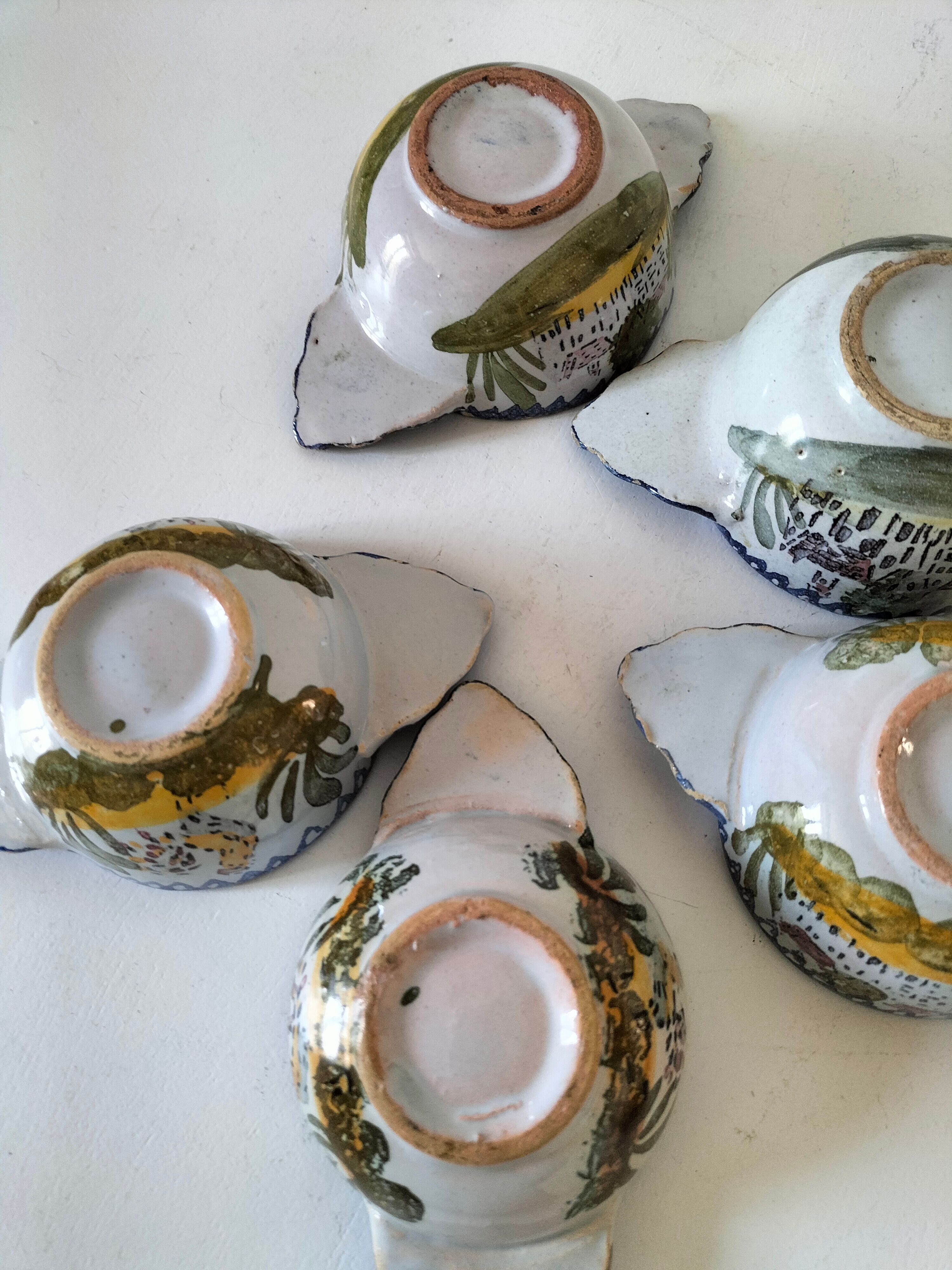 5 mini earthenware bowls from Charolles decorated with a village and rooster.