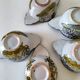 5 mini earthenware bowls from Charolles decorated with a village and rooster.