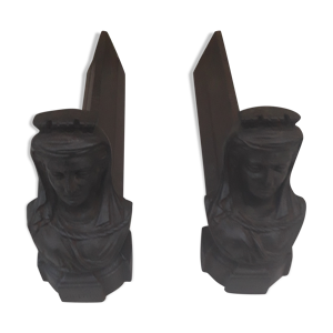 Paire de chenets en fonte