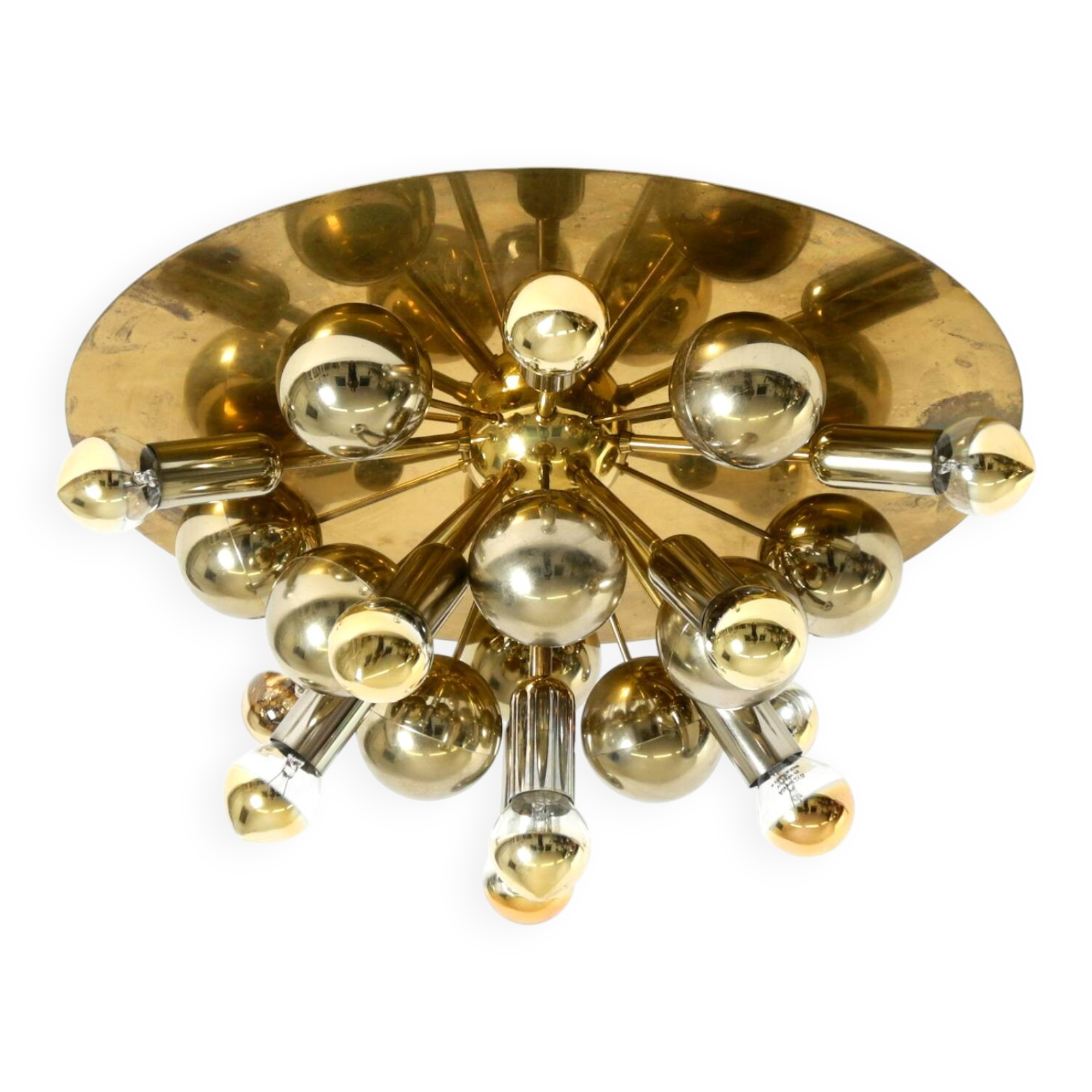 Plafonnier Space Age en laiton de style Cosack Sputnik, années 1970