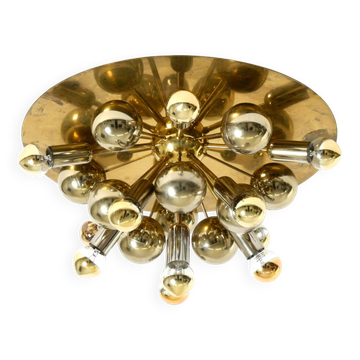 Original 1970s large Cosack Sputnik Space Age ceiling lamp in brass color