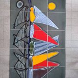 Vallauris Adri ceramic coffee table from the 60s "the sailboats"