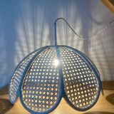 Vintage lampshade suspension in natural material, rattan and cane