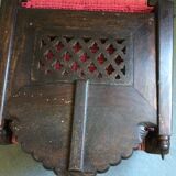 Old Indian armchair carved wood and pink braided rope India antics