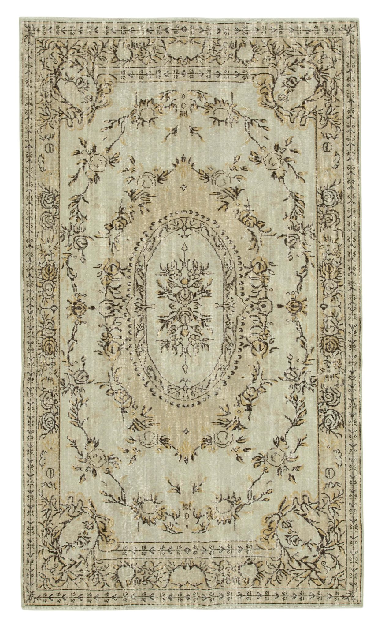 Handwoven one-of-a-kind anatolian beige carpet 160 cm x 271 cm