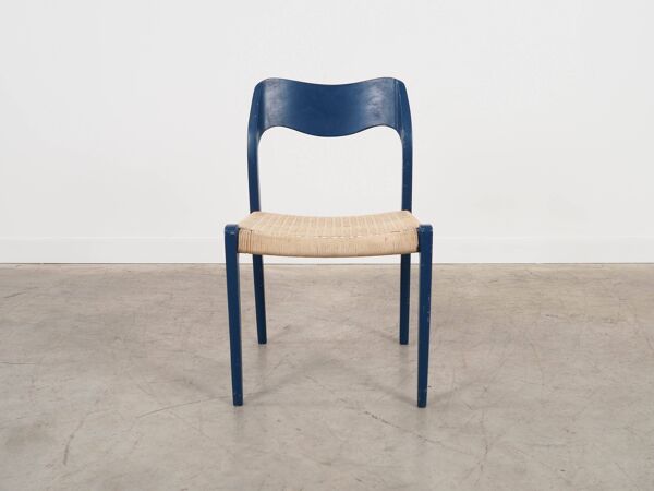 Chaise en teck bleue, design danois, années 1960, designer : Niels Otto Møller