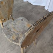Set of 2 Rustic Primitive Wooden Chairs / Weathered Farmhouse Dining Chairs